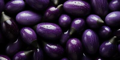 AI Generated. AI Generative. Many eggplants pattern on background. Fresh healthy vegetables food diet. Graphic Art photo