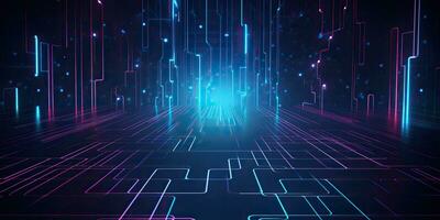 AI Generated. AI Generative. Bluew data network science pragramming future cyber background pattern texture. Graphic Art photo