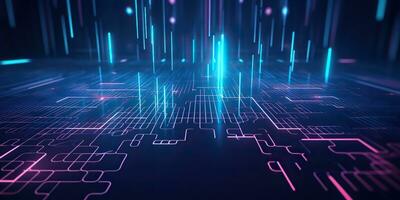 AI Generated. AI Generative. Bluew data network science pragramming future cyber background pattern texture. Graphic Art photo