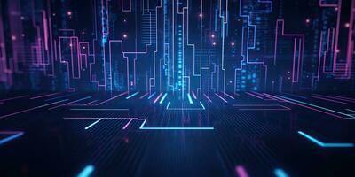 AI Generated. AI Generative. Bluew data network science pragramming future cyber background pattern texture. Graphic Art photo