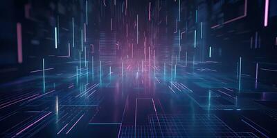 AI Generated. AI Generative. Bluew data network science pragramming future cyber background pattern texture. Graphic Art photo