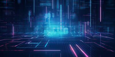 AI Generated. AI Generative. Bluew data network science pragramming future cyber background pattern texture. Graphic Art photo