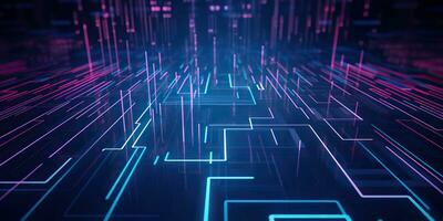 AI Generated. AI Generative. Bluew data network science pragramming future cyber background pattern texture. Graphic Art photo