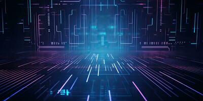 AI Generated. AI Generative. Bluew data network science pragramming future cyber background pattern texture. Graphic Art photo
