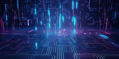 AI Generated. AI Generative. Bluew data network science pragramming future cyber background pattern texture. Graphic Art photo