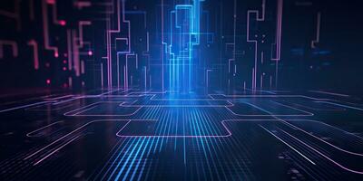 AI Generated. AI Generative. Bluew data network science pragramming future cyber background pattern texture. Graphic Art photo