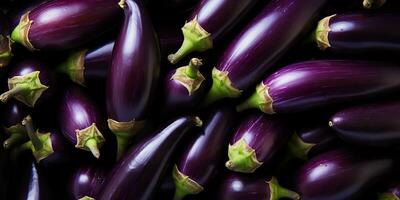 AI Generated. AI Generative. Many eggplants pattern on background. Fresh healthy vegetables food diet. Graphic Art photo