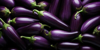 AI Generated. AI Generative. Many eggplants pattern on background. Fresh healthy vegetables food diet. Graphic Art photo