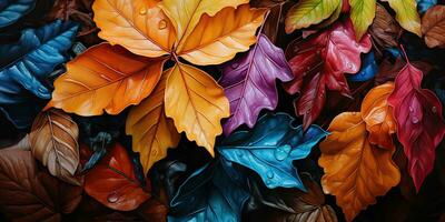 ai generado. ai generativo. brillante colores otoño hojas antecedentes decoración. gráfico Bosquejo naturaleza al aire libre modelo textura. gráfico Arte foto