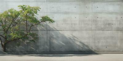 ai generado. ai generativo. hormigón Roca rock pared con árbol. sencillo mínimo Bosquejo pared jardín al aire libre con planta. gráfico Arte foto