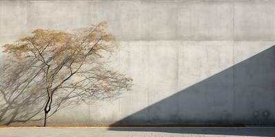 ai generado. ai generativo. hormigón Roca rock pared con árbol. sencillo mínimo Bosquejo pared jardín al aire libre con planta. gráfico Arte foto