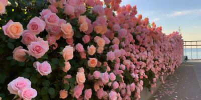 ai generado. ai generativo. hermosa florecer floreciente naturaleza planta floral rosas. al aire libre Boda amor romántico antecedentes decoración. gráfico Arte foto