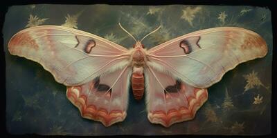 AI Generated. AI Generative. photo realistic illustration of A macro of a rare beautiful lunar moth. Graphic Art Illustration