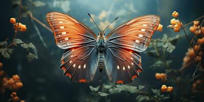 AI Generated. AI Generative. Lunar moth butterfly fly insect bug. Beautiful night magical flying animal. Graphic Art photo