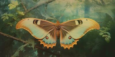 AI Generated. AI Generative. photo realistic illustration of A macro of a rare beautiful lunar moth. Graphic Art Illustration