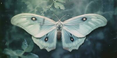 AI Generated. AI Generative. photo realistic illustration of A macro of a rare beautiful lunar moth. Graphic Art Illustration