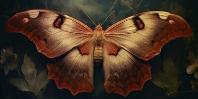 AI Generated. AI Generative. photo realistic illustration of A macro of a rare beautiful lunar moth. Graphic Art Illustration