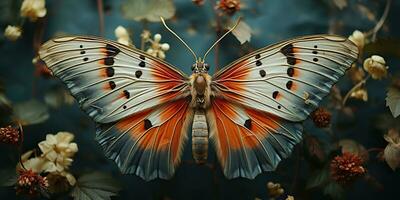 ai generado. ai generativo. lunar polilla mariposa mosca insecto bicho. hermosa noche mágico volador animal. gráfico Arte foto