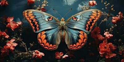 AI Generated. AI Generative. Lunar moth butterfly fly insect bug. Beautiful night magical flying animal. Graphic Art photo