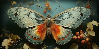 AI Generated. AI Generative. Lunar moth butterfly fly insect bug. Beautiful night magical flying animal. Graphic Art photo