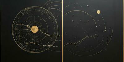 AI Generated. AI Generative. Minimal solar system planets poster. Galaxy space universe future adventure travel decoration background. Graphic Art photo