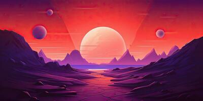 ai generado. ai generativo. cyberpunk retro Clásico Marte planta galaxia espacio superficie al aire libre antecedentes. cosmos explorar aventuras gráfico Arte foto