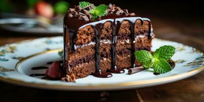 ai generado. ai generativo. dulce postre marrón oscuro chocolate pastel panadería. gráfico Arte foto