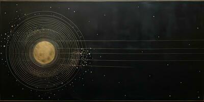 AI Generated. AI Generative. Minimal solar system planets poster. Galaxy space universe future adventure travel decoration background. Graphic Art photo