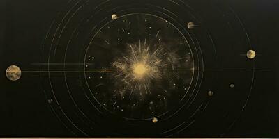 AI Generated. AI Generative. Minimal solar system planets poster. Galaxy space universe future adventure travel decoration background. Graphic Art photo
