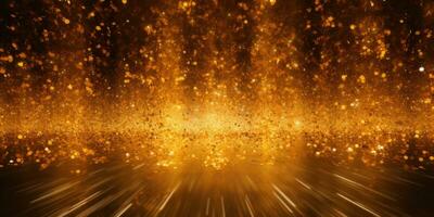 A shiny gold color glitter background. AI generated photo