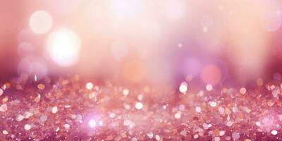 Bokeh background in pink in the style of confetti like dots. Glitter and diamond dust. AI generated photo