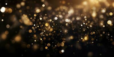 Bokeh background in black in the style of confetti like dots. Glitter and diamond dust. AI generated photo