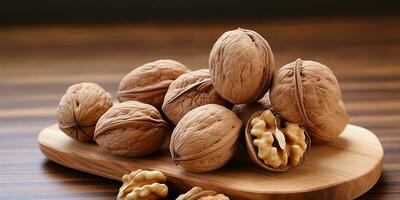 AI Generated. AI Generative. Healthy food nutrition nut walnut half open and in shell. Can be used for healthy lifestyle motivation inspiration. Graphic Art photo