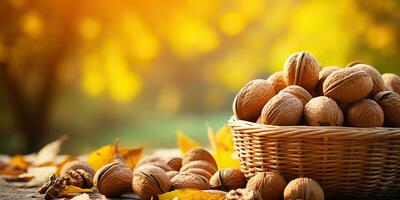AI Generated. AI Generative. Healthy food nutrition nut walnut half open and in shell. Can be used for healthy lifestyle motivation inspiration. Graphic Art photo