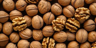 AI Generated. AI Generative. Healthy food nutrition nut walnut half open and in shell. Can be used for healthy lifestyle motivation inspiration. Graphic Art photo