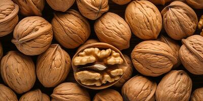 AI Generated. AI Generative. Healthy food nutrition nut walnut half open and in shell. Can be used for healthy lifestyle motivation inspiration. Graphic Art photo