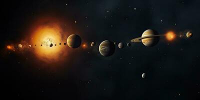 AI Generated. AI Generative. Solar system universe galaxy space planets poster background decoration. Graphic Art photo