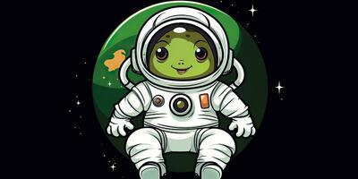 AI Generated. AI Generative. Galaxy space adventures cosmos solar system cute cartoon character for kids game. Graphic Art photo