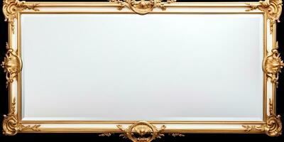 AI Generated. AI Generative. Old vintage retro antique mirror in gold frame rustic style. Decoration home glass. Graphic Art photo
