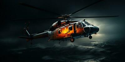 ai generado. ai generativo. Armada náutico marina militar helicóptero transporte rescate seguro vida costa guardia. gráfico Arte foto