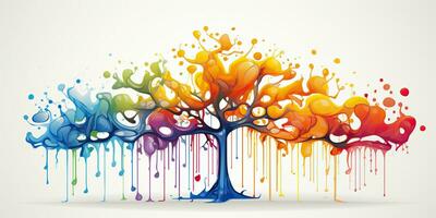 ai generado. ai generativo. acuarela petróleo pintar dibujo bosquejo Arte lona de color brillante árbol. bosque naturaleza decoración póster antecedentes. gráfico Arte foto