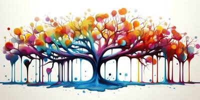 ai generado. ai generativo. acuarela petróleo pintar dibujo bosquejo Arte lona de color brillante árbol. bosque naturaleza decoración póster antecedentes. gráfico Arte foto