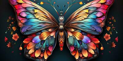 ai generado. ai generativo. hermosa naturaleza salvaje linda mariposa testigo planta flores decoración. antecedentes Arte gráfico belleza. gráfico Arte foto