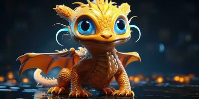 AI Generated. AI Generative. Asian chinese little cute dragon figure toy game. Symbol of culture new year power holiday. Graphic Art photo