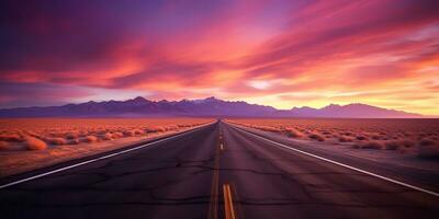 AI Generated. AI Generative. UNited states usa america nevada california arizona desert highway road trip travel wild vacation adventure by car. Graphic Art photo