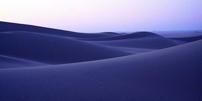 AI Generated. AI Generative. Blue dark evening sand dunes desert outdoor nature landscape. Adventure travel explore arabian dubai egypt trip vibe. Graphic Art photo