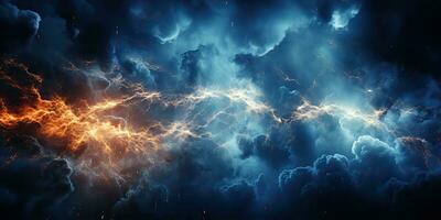 AI Generated. AI Generative. Abstract thunder storm energy light background decoration pattern rexture nature flash. Graphic Art photo