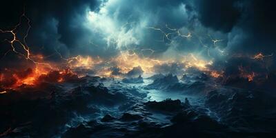 AI Generated. AI Generative. Abstract thunder storm energy light background decoration pattern rexture nature flash. Graphic Art photo