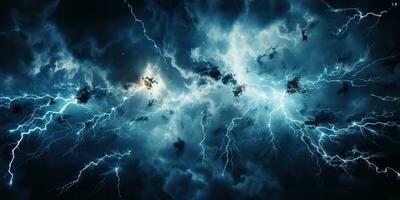 AI Generated. AI Generative. Abstract thunder storm energy light background decoration pattern rexture nature flash. Graphic Art photo