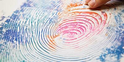 AI Generated. AI Generative. Finger print fingerprint abstract geometric pattern texture background decoration. Watercolor draw brush sketch ink art. Graphic Art photo